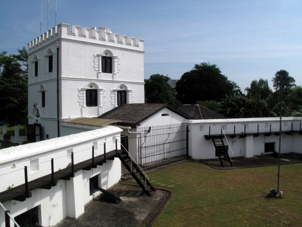 The main building of Fort Margherita from one of the guard towers